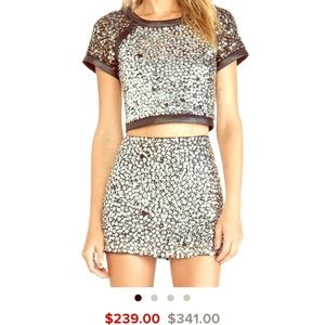 Parker Bora Embellished Top in Silver - size small